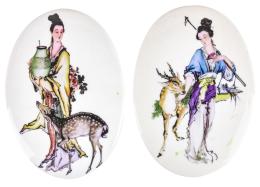 DOS MEDALLONES EN PORCELANA DE MEDIADOS DEL S.XX