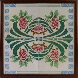 PLAFÓN MODERNISTA DE CUATRO BALDOSAS DE PRINCIPIOS DEL S. XX