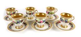 CONJUNTO DE SEIS TAZAS CON PLATO EN PORCELANA "VIEJO PARIS"