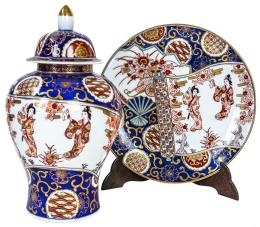 PLATO Y TIBOR DE PORCELANA ORIENTAL