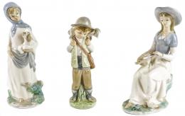 TRES FIGURAS EN PORCELANA DE LA SEGUNDA MITAD DEL S.XX
