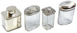 CUATRO TARROS INGLESES EN CRISTAL Y PLATA