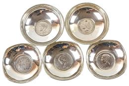 CONJUNTO DE 5 CENICEROS EN PLATA