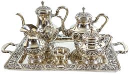 JUEGO DE CAFÉ DE PLATA DE MEDIADOS DE SIGLO XX
