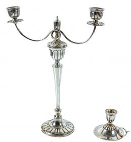 CANDELABRO DE DOS BRAZOS Y CANDELERO DE LOS AÑOS 60