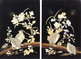 PAREJA DE PLAFONES DECORATIVOS JAPONESES DEL S.XIX