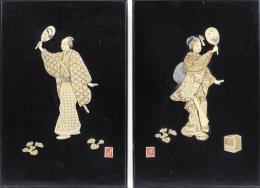 PAREJA DE PLAFONES JAPONESES S.XIX