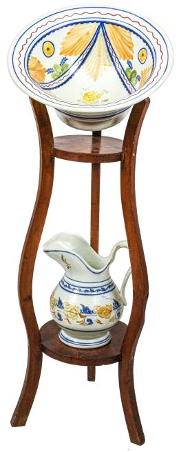 JARRA Y JOFAINA CON SOPORTE DE MADERA