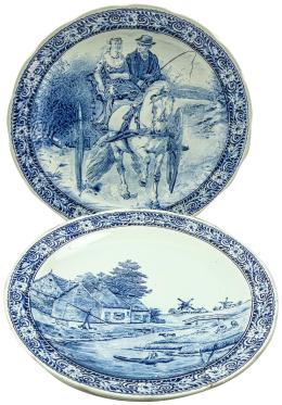 PAREJA DE PLATOS DE PORCELANA HOLANDESA DE DELF