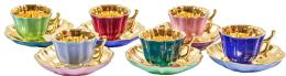 SEIS TACITAS CON PLATO EN MINIATURA EN PORCELANA LIMOGES