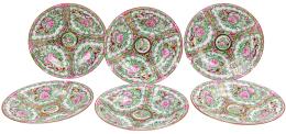 CONJUNTO DE SEIS PLATOS EN PORCELANA ORIENTAL