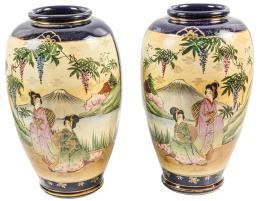 PAREJA DE JARRONES JAPONESE EN CERÁMICA DE MEDIADOS S.XX