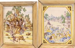 PAREJA DE AZULEJOS DE ALCORA DEL SIGLO XIX
