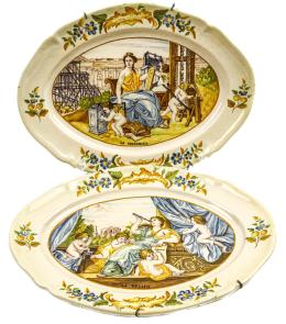 PAREJA DE BANDEJAS DE ALCORA DEL S. XIX