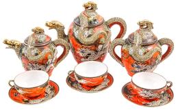 JUEGO DE CAFÉ DE PORCELANA "SATSUMA" PRIMER TERCIO S.XX