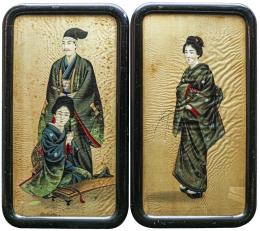 PAREJA DE ESCUELAS JAPONESAS DE FINALES DEL SIGLO XIX