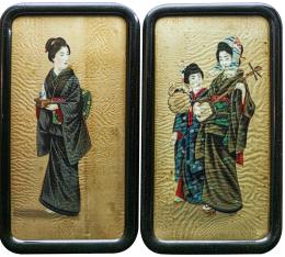 PAREJA DE ESCUELAS JAPONESAS DE FINALES DEL SIGLO XIX