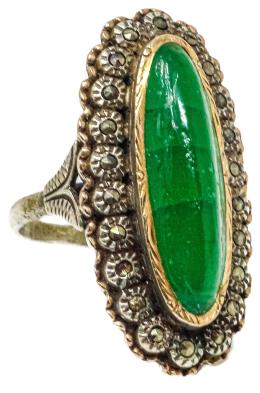 ANILLO LANZADERA CON ÁGATA VERDE