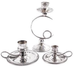 TRES PEQUEÑOS CANDELEROS EN PLATA DE MEDIADOS S.XX