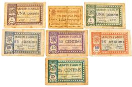 COLECCIÓN DE SIETE BILLETES DE LA GUERRA CIVIL