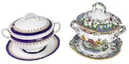 DOS PEQUEÑAS SOPERAS EN LOZA Y PORCELANA ÚLTIMO CUARTO S. XX
