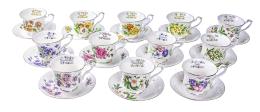 CONJUNTO DE 12 TAZAS EN PORCELANA INGLESA