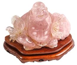 FIGURA ORIENTAL EN CUARZO ROSA DEL ÚLTIMO CUARTO DEL S.XX