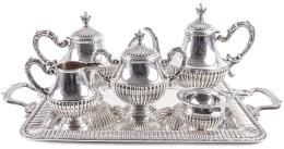 JUEGO DE CAFÉ DE PLATA DE MEDIADOS DE SIGLO XX