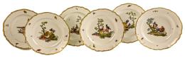 SEIS PLATOS DE PORCELANA ALEMANA DE PRINCIPIOS DEL S.XX