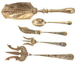 CINCO CUBIERTOS DE PLATA DE PRINCIPIOS DE SIGLO XX