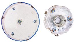MANCERINA Y PLATO DE CERÁMICA DE ALCORA S. XIX