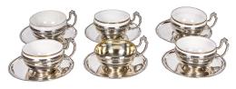 SEIS TAZAS CON PLATO DE PLATA DEL PRIMER TERCIO DEL S.XX