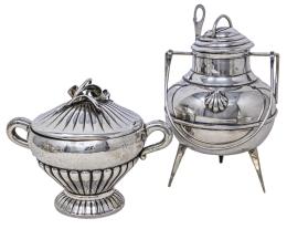 AZUCARERO Y OLLA GALLEGA DE PLATA DE MEDIADOS DEL S.XX