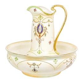 JARRA Y JOIFAINA EN PORCELANA INGLESA DE FINALES DEL S.XIX