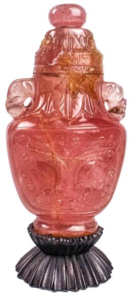 POTICHE DE CUARZO ROSA DE MEDIADOS DEL S.XX