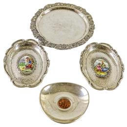 CUATRO CENTRITOS DE PLATA DE LOS AÑOS 60