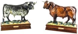 PAREJA DE TOROS EN PORCELANA ALGORA