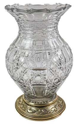 JARRÓN FLORERO DE CRISTAL Y PLATA