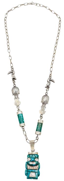 COLLAR DE PLATA DEL PERÚ CON CRISOCOLA