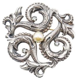 BROCHE CON PERLA DE LOS AÑOS 40