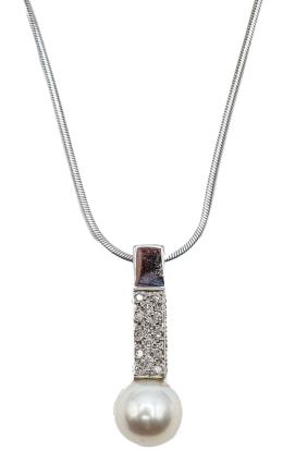COLGANTE CON PERLA Y BRILLANTES