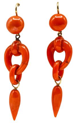 PENDIENTES CON CORAL DEL S.XIX