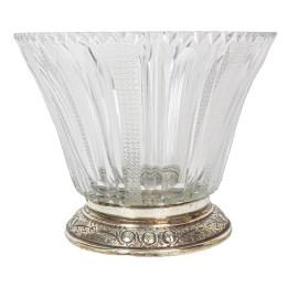 JARRÓN CRISTAL Y PLATA MEDIADOS SIGLO XX