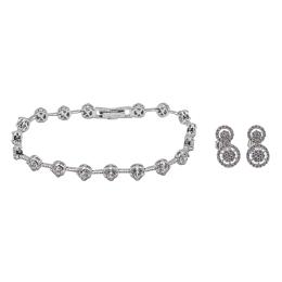 PULSERA Y PENDIENTES DE PLATA CON CIRCONITAS