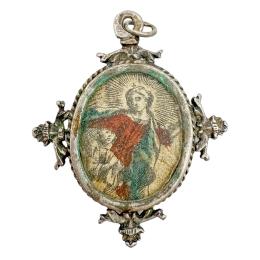 MEDALLÓN DEVOCIONAL DE PLATA DEL S. XVIII