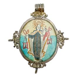 MEDALLÓN DEVOCIONAL DE PLATA DEL SIGLO XVIII