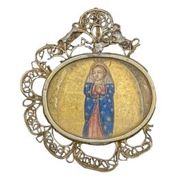 MEDALLÓN DE PLATA SOBREDORADA DEL SIGLO XVIII