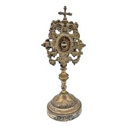 RELICARIO DE PIÉ DE BRONCE DEL SIGLO XIX