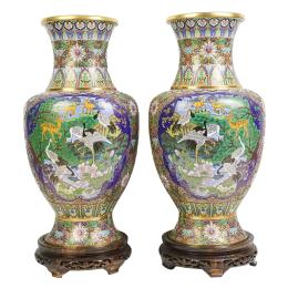 PAREJA DE JARRONES CLOISONÉ DEL ÚLTIMO TERCIO DEL S.XX