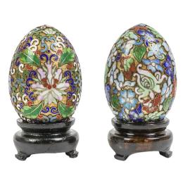 PAREJA DE HUEVOS CLOISONNÉ CHINOS